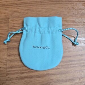 Tiffany & Co Small Jewelry Drawstring Pouch Blue Suede Dust Storage Logo Bag